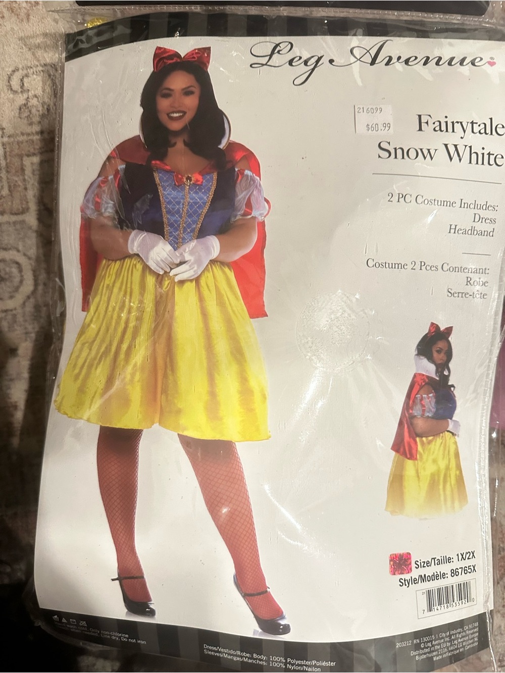 Leg Avenue Fairytale Snow White Plus Costume - Yellow/Blue/Red